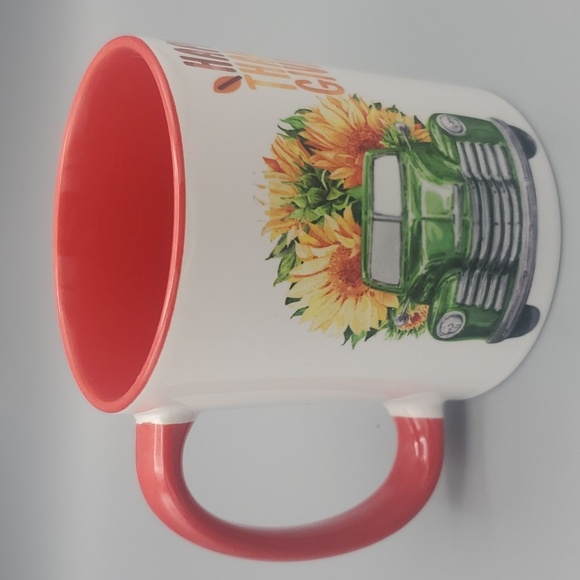 Red and Green Thanksgiving Vintage  Truck  Ceramic Mug 15 oz - Picture 2 of 5